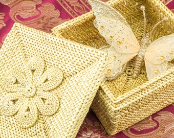 Decorative box,J ewelry box, Golden Shine Keepsakes box, Storage box, Keepsakes box, Memory Box, Desk Storage for Women, Boho Decor