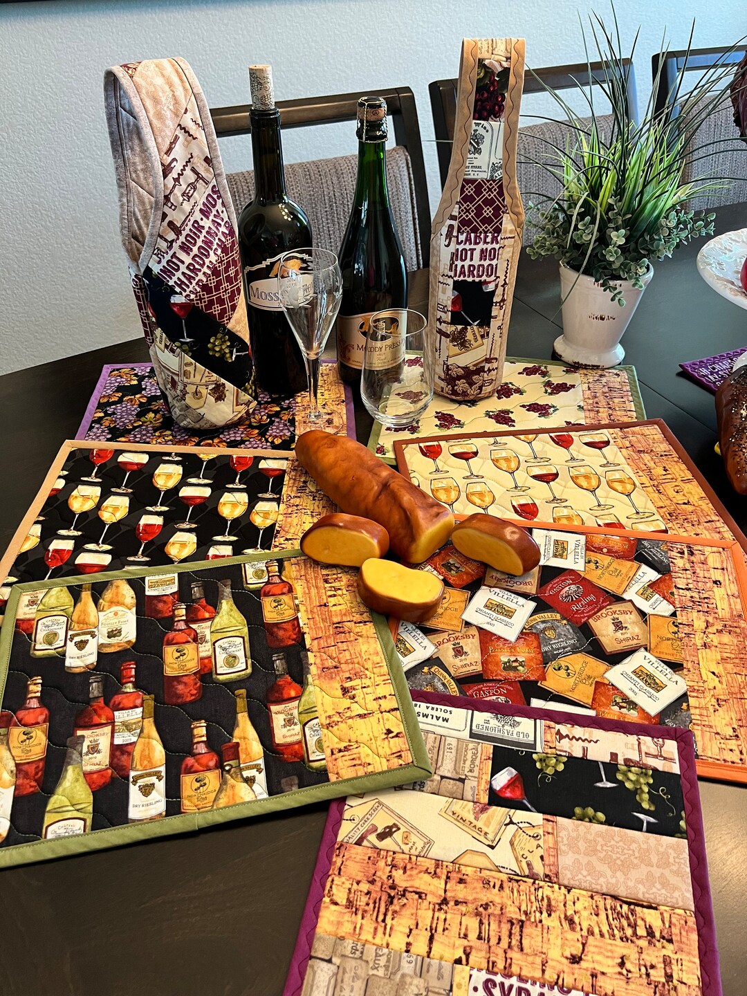 Quilted Mugrugs, Wine Themed Mats, Mini Placemats, 12x10 Size, Snack ...