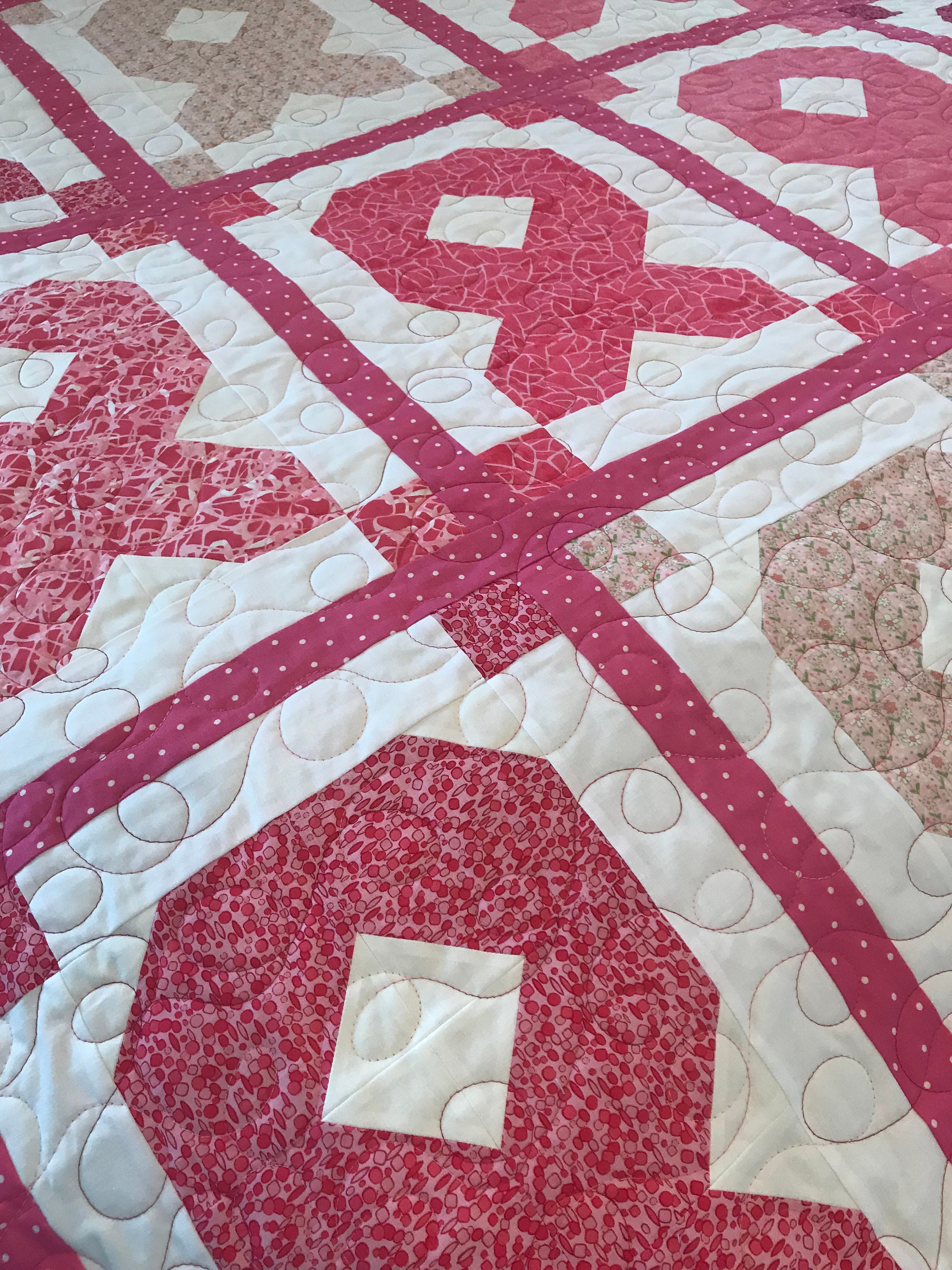 Pink Ribbon Quilt Pink Ribbon Themed Quilt All Cotton Etsy