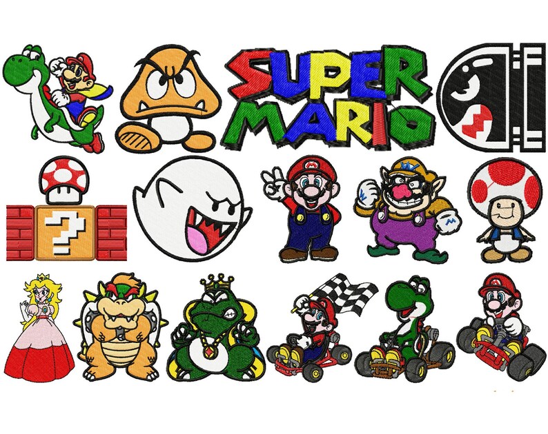 Super Mario Machine Embroidery Designs 56 Designs Mario Etsy