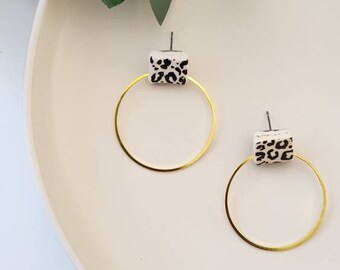 Claudia Leopard Print Gold Hoop Earrings