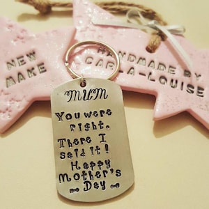 Hand Stamped Mum Appreciation Keyring
