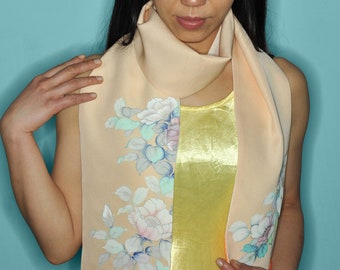 Vintage Japanese Kimono Scarf | Long Narrow Silk Scarf | Japanese Scarf | Skinny Scarf | Japanese Gift |