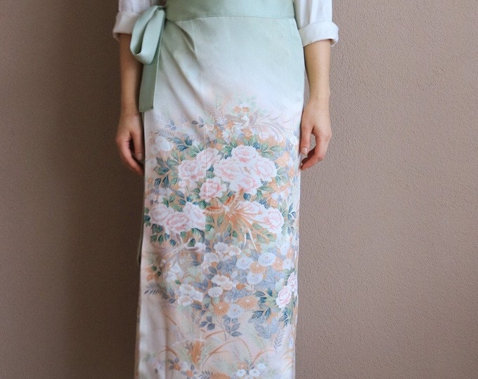 Vintage Japanese Tsukesage Kimono Wrap Skirt KOTOBUKI