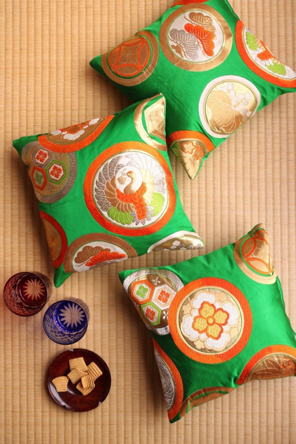 Small Japanese Obi Pillow Case Set