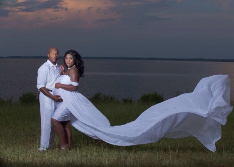 Maternity gown maternity photo shoot dress revealing belly