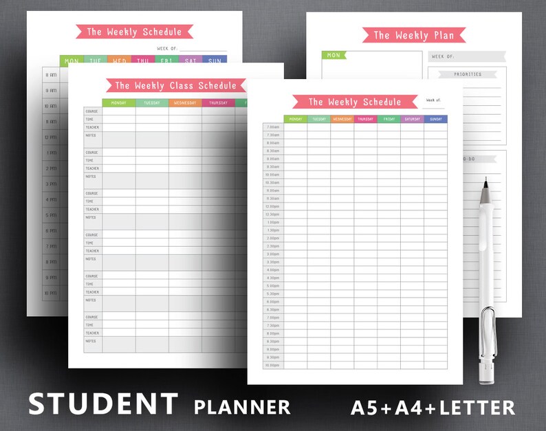 College Planner Printable: student Planner Letter | Etsy