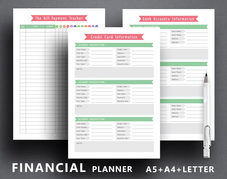 Financial Planner Printable: finance Tracker - Etsy
