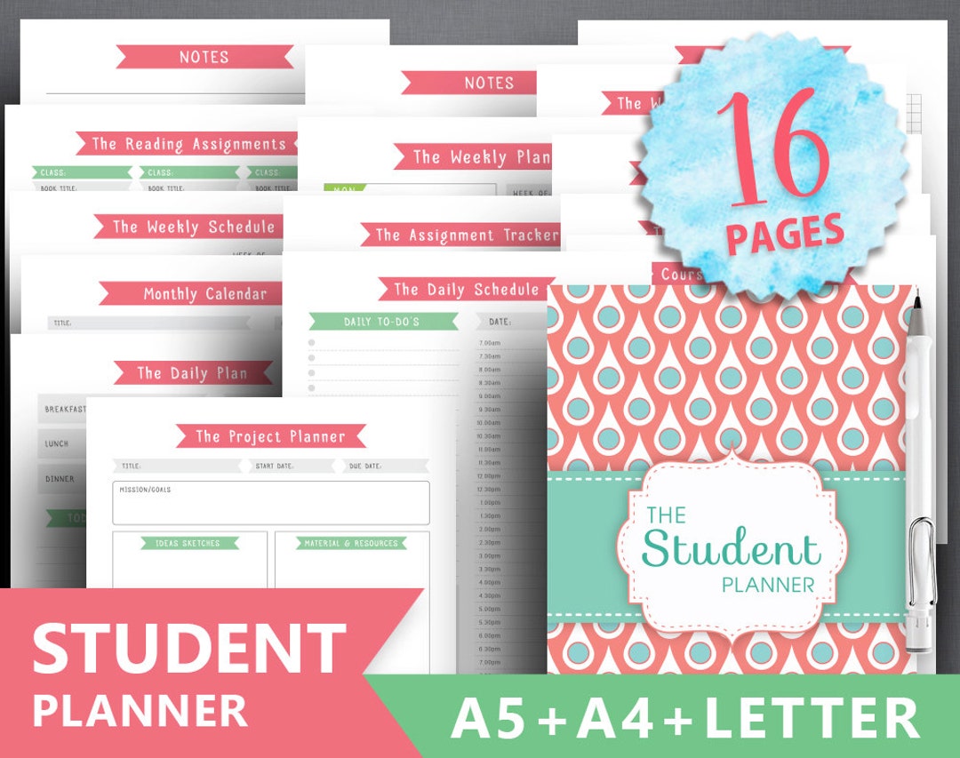 College Planner Printable: student Planner Letter - Etsy