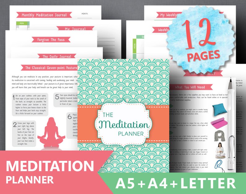 Meditation Planner Printable: mindfulness Journal - Etsy