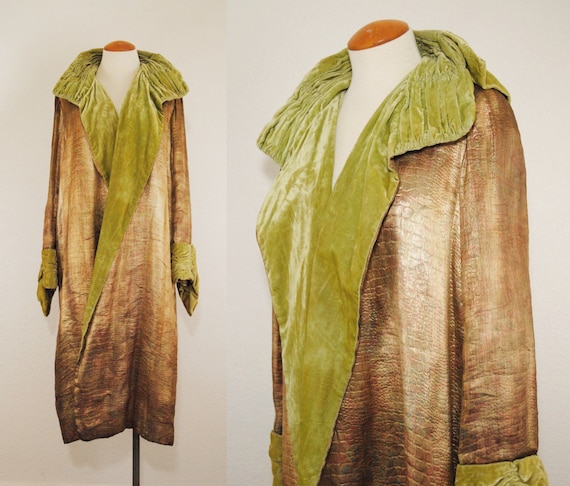 20s Flapper Coat Cocoon Coat // Gold Metallic SNAK