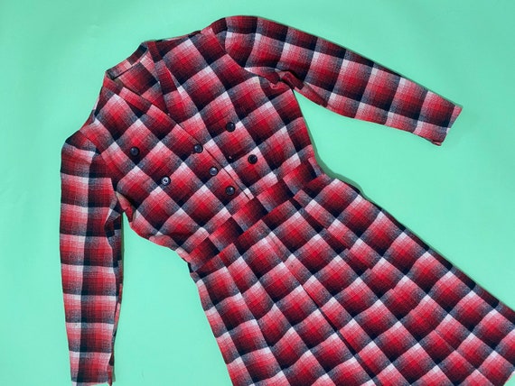 Vintage 1940s Plaid Wool Dress