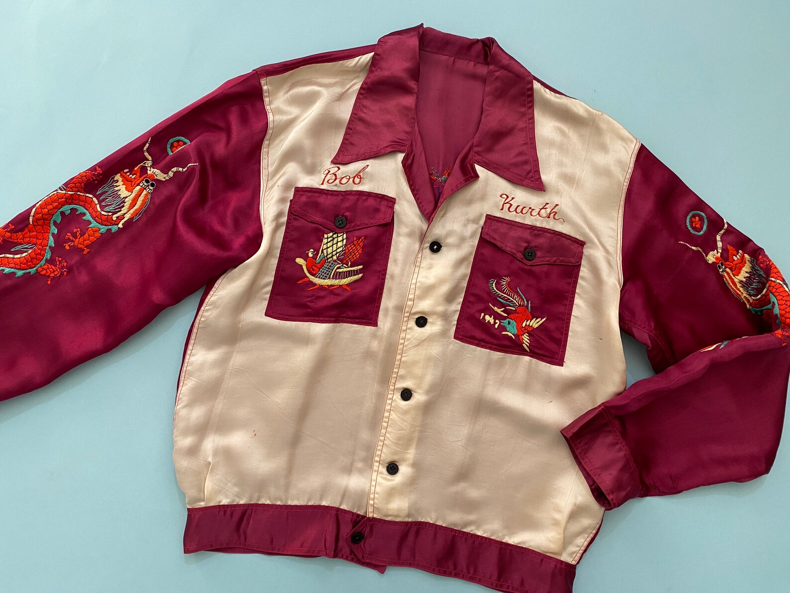 Vintage 1940s 1950s Souvenir Jacket // Vintage 40s 50s WW2 Era Etsy