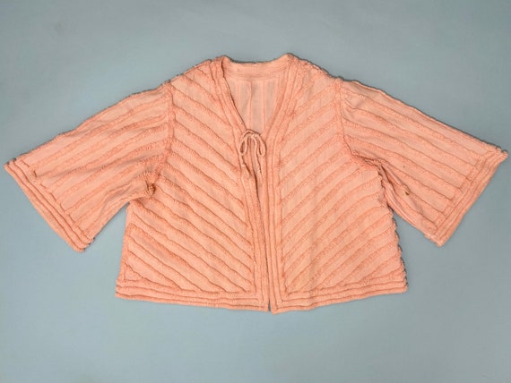 Vintage 1940s Chenille Bed Jacket // Peach Pink St