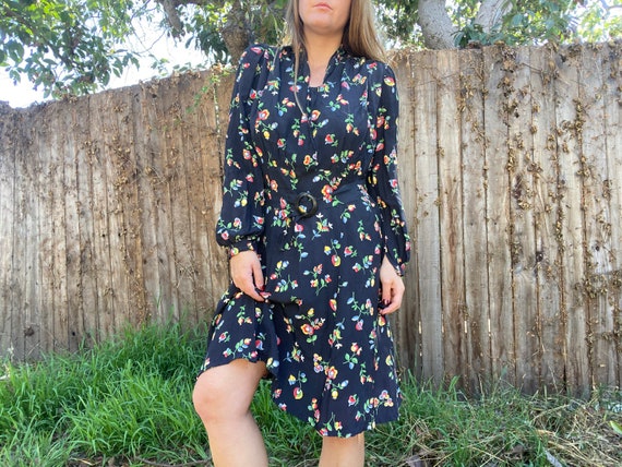 Vintage 1930s floral print dress // 30s cold rayon
