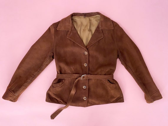 Vintage 1940s Suede Jacket // 40s Brown Leather Co