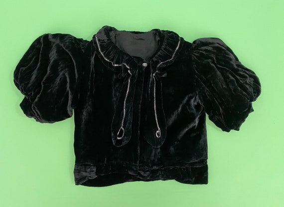 1930s 1940s Bolero Jacket // 30s 40s Black Velvet