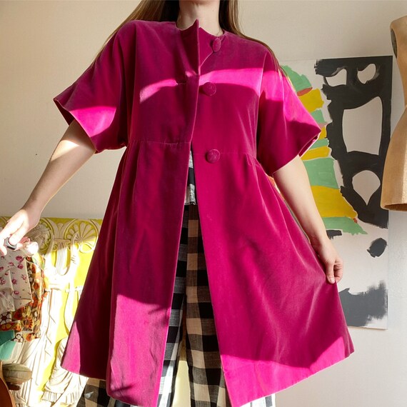 Vintage 1950s Fuchsia Coat // Mid Century Pink Vel