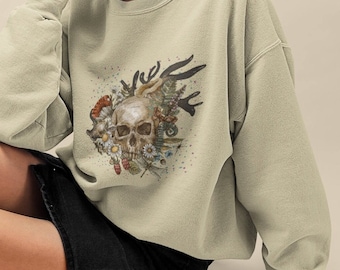 Gothic Skull Tees, Skull and Flower Sweatshirt , Classic Cat Pullover, Skull & Moon Tee, Moon Phase T Shirts, Vintage Cat Jacket, Skull Art