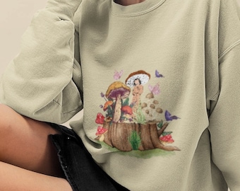 Chakra Mushroom Tee, Meditation Graphic Sweatshirt , Cottagecore Crewneck Pullover, Psychedelic Art Tee, Moon Shirts, Crystals and Mushroom