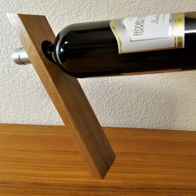 Balancing Wine Bottle Holder Display Single Tilted Etsy