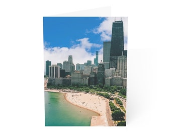 Chicago Skyline Folded Greeting Cards (1, 10, 30, and 50pcs), Chicago Photo Note Card, Chicago Postcards, Chicago Postcard Set, Postcards