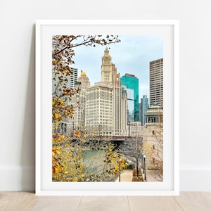 Chicago Riverwalk Photo, Chicago Wrigley Building Print, Chicago Photography, Chicago River Wall Art,Chicago Autumn Photography,Chicago Gift