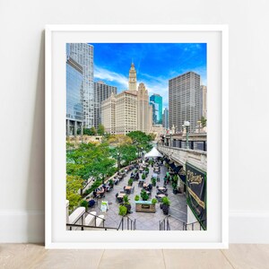 Chicago Riverwalk Photo, Chicago River Picture, Chicago Architecture Photography, Wrigley Building Wall Art, Chicago Riverwalk Poster