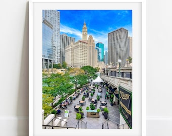 Chicago Riverwalk Photo, Chicago River Picture, Chicago Architecture Photography, Wrigley Building Wall Art, Chicago Riverwalk Poster