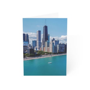Chicago Skyline Folded Greeting Cards (1, 10, 30, and 50pcs), Chicago Photo Note Card, Chicago Postcards, Chicago Postcard Set, Postcards