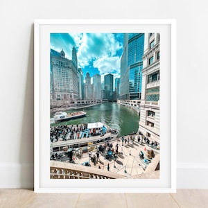 Chicago Riverwalk Photo, Chicago Skyline Print, Chicago Photography, Chicago Wall Art, Chicago Prints, Wendella Boat Picture, Chicago Poster