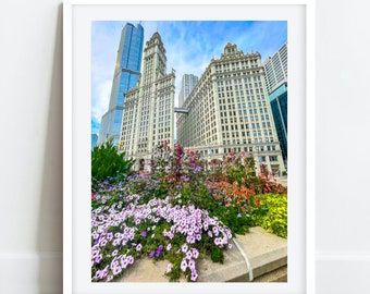 Chicago Wrigley Building, Chicago Photography, Michigan Avenue Chicago, Chicago Architecture, Chicago Prints, Large Art Print, Chicago Art