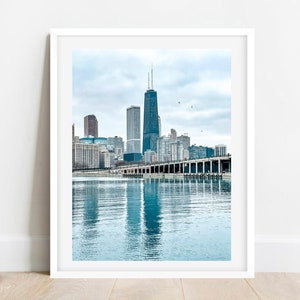 Chicago Skyline Wall Art, John Hancock Print, Lake Michigan Photo, Chicago Photography, Chicago Wall Art, Chicago Prints, Chicago Reflection