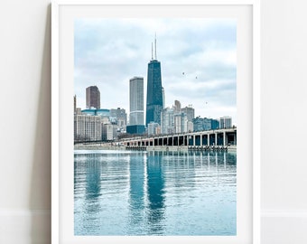 Chicago Skyline Wall Art, John Hancock Print, Lake Michigan Photo, Chicago Photography, Chicago Wall Art, Chicago Prints, Chicago Reflection