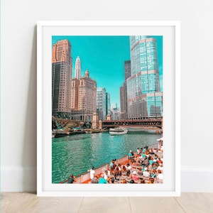 Chicago Photography, Chicago Riverwalk Print, City Photography, Chicago Wall Art, Chicago Prints, Chicago River, Boats, Trump Tower Photo