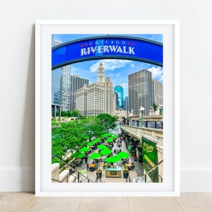 Chicago Riverwalk Wall Art, Chicago Photography, Wrigley Building Prints, Chicago Wall Art, Chicago Prints, Large Art Print, O'Brien Chicago