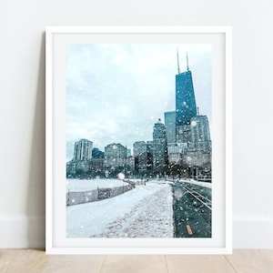 Chicago Photography, Hancock Building, Chicago Skyline, Chicago Wall Art, Chicago Prints, Chicago Winter Prints, Oak Street Beach Chicago