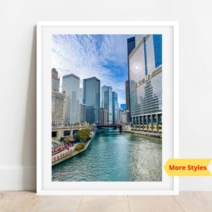 Chicago Riverwalk Photo, Chicago River Print, Chicago Photography, Chicago Artwork, Chicago Wall Art, Chicago Fall Print,Trump Tower Chicago