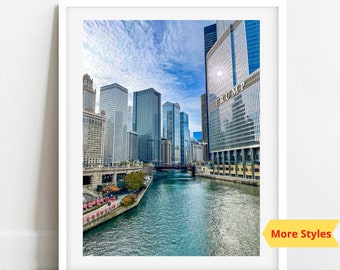 Chicago Riverwalk Photo, Chicago River Print, Chicago Photography, Chicago Artwork, Chicago Wall Art, Chicago Fall Print,Trump Tower Chicago