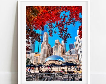 Chicago Bean Photo, Cloud Gate Print, Chicago Autumn Photography, Chicago Millennium Park Art, Chicago Wall Art, Chicago Prints,Chicago Fall
