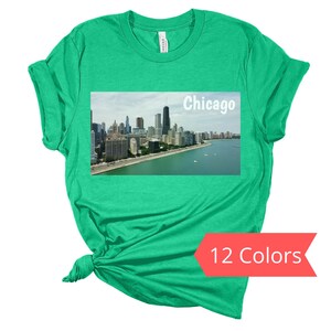 Chicago Skyline Photo T-shirt, Chicago T-shirts, Chicago Print T-shirt, Chicago Gifts, Unisex Tees, Chicago Clothing