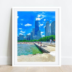 Chicago Photography, Oak Street Beach, Chicago Skyline Prints, Lake Michigan Prints, John Hancock Photo, Coastal Prints, Chicago Wall Art
