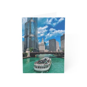 Chicago Riverwalk Folded Greeting Cards (1, 10, 30, and 50pcs), Chicago Riverwalk Postcard, Chicago Photo Note Card, Chicago Postcards