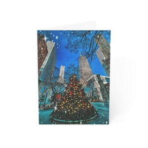 Chicago Water Tower Holiday Folded Greeting Cards 1, 10, 30, and 50pcs, Chicago Christmas Tree Postcard, Chicago Note Card, Chicago Greeting