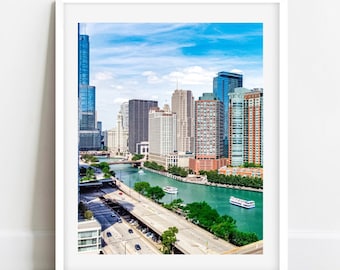 Chicago Riverwalk Photo, Chicago Skyline Print, Chicago Drone Photography, Chicago Riverwalk Wall Art, Chicago River Picture, Chicago Poster