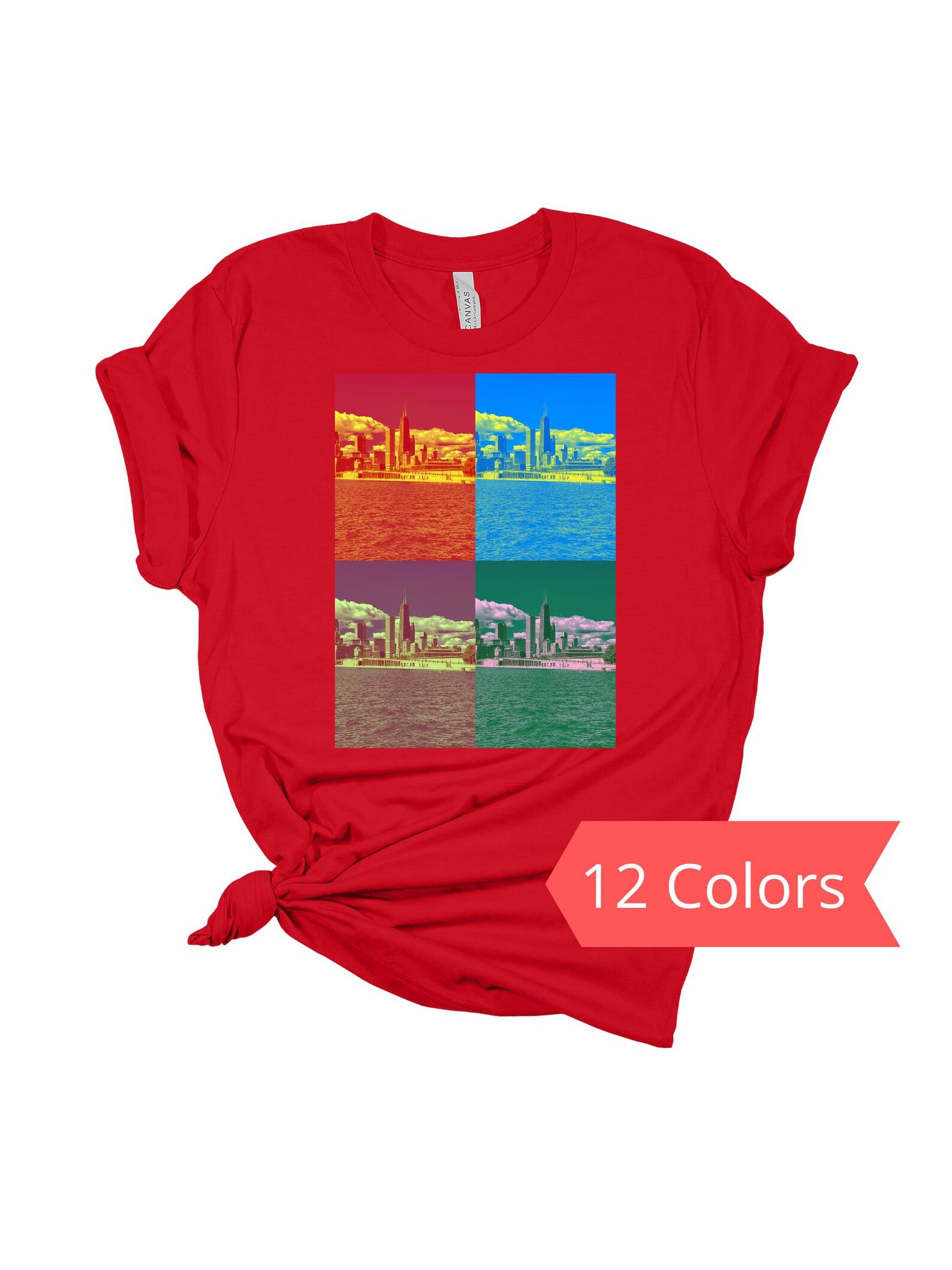 Chicago Skyline Grid Photo Tshirt Chicago Tshirts Chicago Etsy