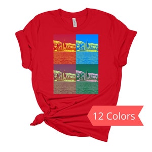Chicago Skyline Grid Photo T-shirt, Chicago T-shirts, Chicago Pop Art Print T-shirt, Chicago Gifts, Unisex Tees, Chicago Clothing