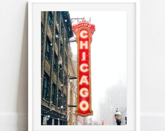 Chicago Theater Sign, State Street, Chicago Photography, Wall Art Prints, Urban Photograph, Chicago Landmark, Chicago Wall Art, Chicago Art