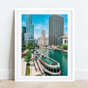 Chicago Photography, Chicago Riverwalk, Chicago Riverwalk Wall Art, Wrigley Building, Chicago Wall Art, Chicago Prints, Large Art Print