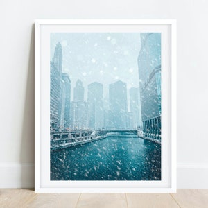 Chicago Winter, Chicago Riverwalk, Chicago River, Chicago Fotografie, Chicago Wolkenkratzer, Wandkunst, Chicago Prints, Winterfotografie